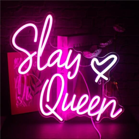 Slay Queen Neon Sign Pink White LED Neon Usb Neon LightWall Decor